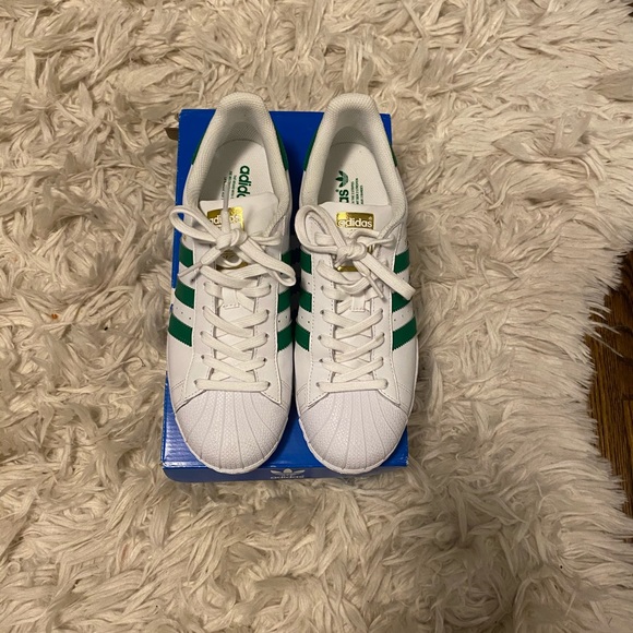 adidas superstar womens green stripes